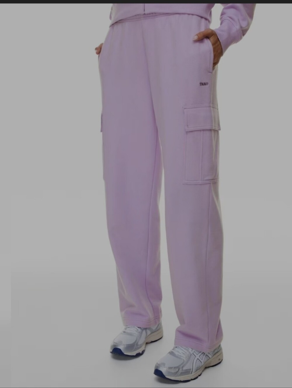 New Aritzia TNA Terry Fleece Mega Cargo pants,Wide leg,Lavender,M